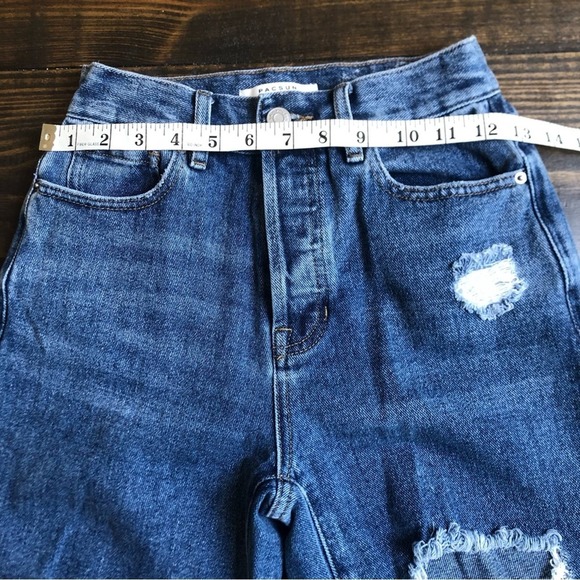 PACSUN Jeans Women’s 23 High Rise Straight Button Fly Distressed Ridged Cotton - Picture 9 of 13